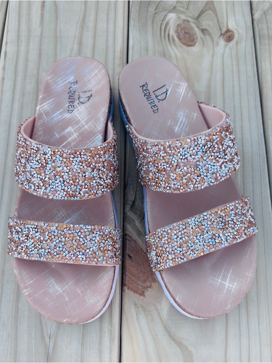 REVOLVE Shoes - ID Required Glitter Slide Sandals Rose Gold Womens Size 7